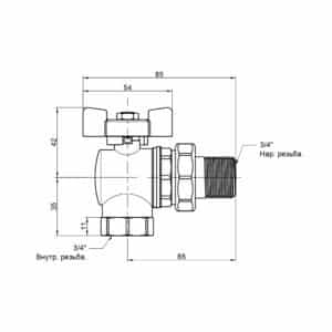Кран шаровой Icma FAR. ROSSA 3/4″ угловой №361