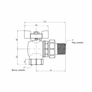 Кран шаровой Icma FAR. ROSSA 1″ угловой №361