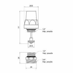 Кран термостатический SD Forte 1/2″х3/4″ для коллектора SF012
