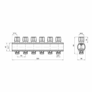 Коллектор Icma с регулировочными вентилями 1″ 6 выходов №1105 (Red)