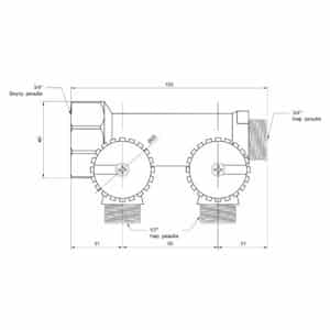Сборный коллектор ICMA 227 3/4” х 2 выхода