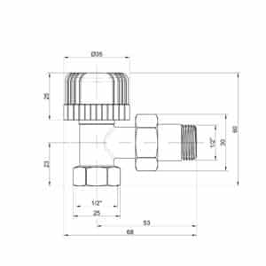 Термостатический вентиль ICMA 778 1/2″ угловой