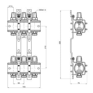 Коллектор сборный ICMA K005 1″ х 3