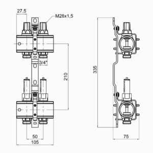 Коллектор с расходомерами ICMA К013 1″ х 2
