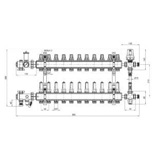 Коллекторная группа ICMA 1″ x 11 выхода, с расходомерами K0111