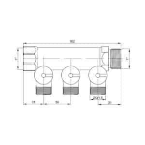 Сборный коллектор ICMA 228 1” х 3 выхода