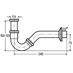 Сифон трубный для биде VIEGA 1 1/4, хром