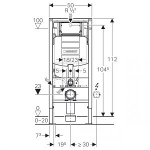 Монтажный элемент Geberit Duofix 111.300.00.5 со смывным бачком скрытого монтажа Sigma 12 см